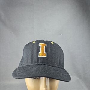 Vintage lowa Hawkeyes Hat Cap Fitted Made USA Black Delong 7 1/2 College